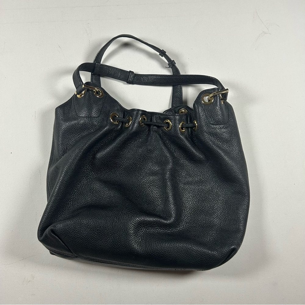 MICHAEL KORS Black Camden Drawstring Pebble Leather Tassel Shoulder Bag Purse - Picture 4 of 10